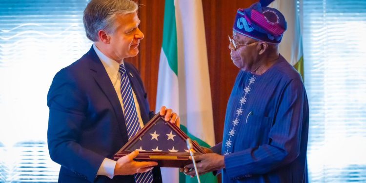 PRESIDENT TINUBU MEETS FBI DIRECTOR, CALLS FOR STRONGER COLLABORATION TO FIGHT CYBERCRIME AND TERRORISM